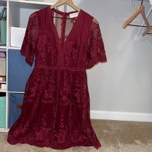 Maroon Short Sleeve Dress